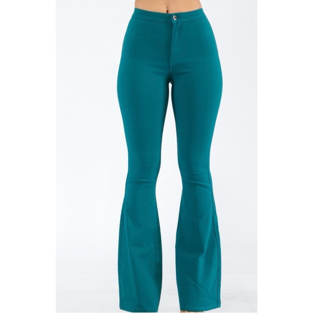 Teal Flared Women's Bell Bottom Pants